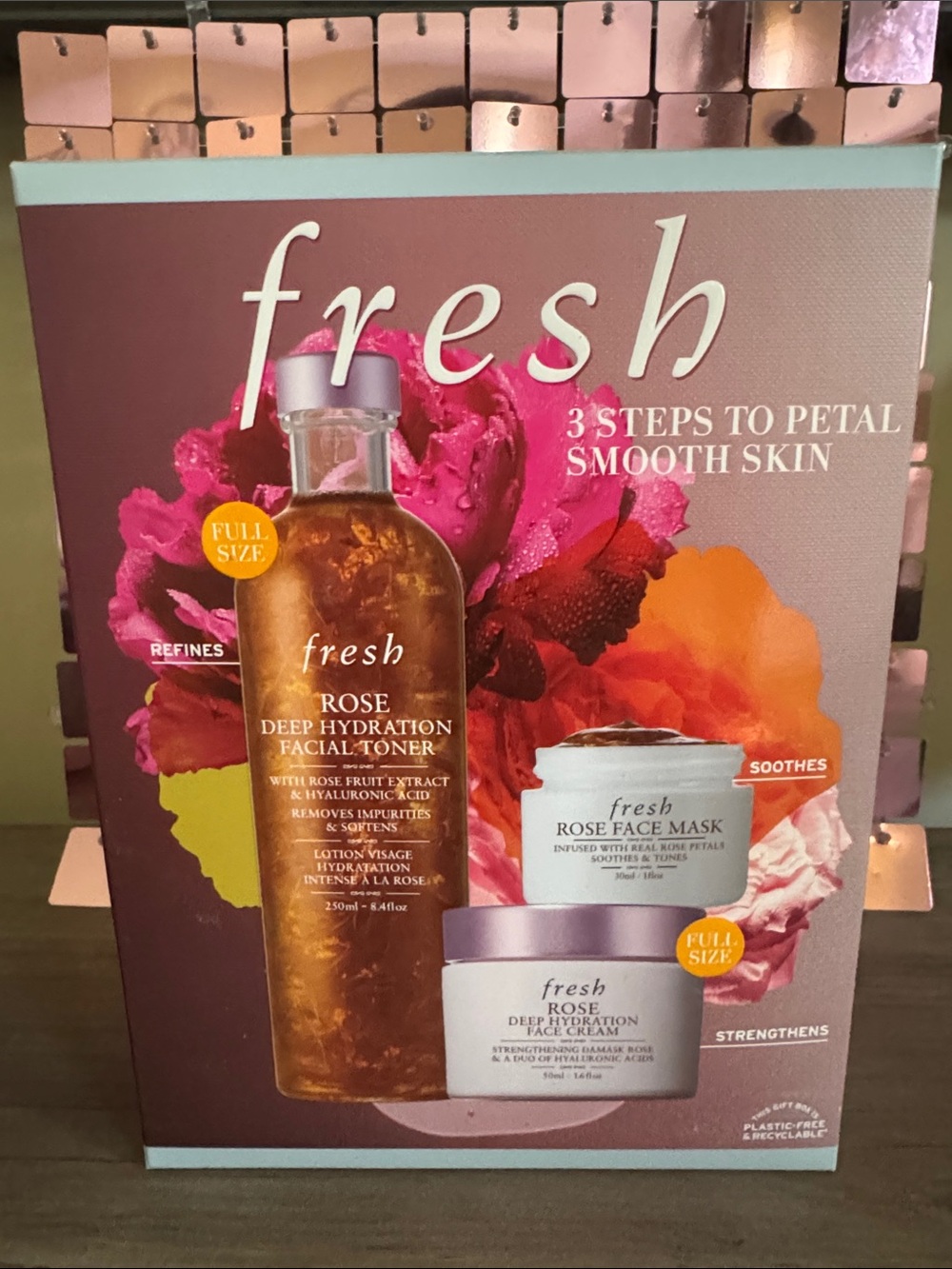 fresh Rose Deep Hydration Toner & Mask Trio - Pink, Gold, Orange
